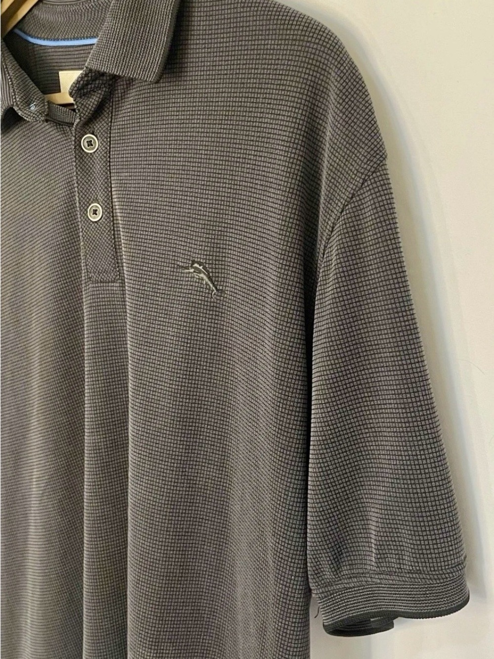 Tommy Bahama Short Sleeve Shirt-Men's Large-Dark Gray-Textured Modal Blend Polo - Picture 7 of 16